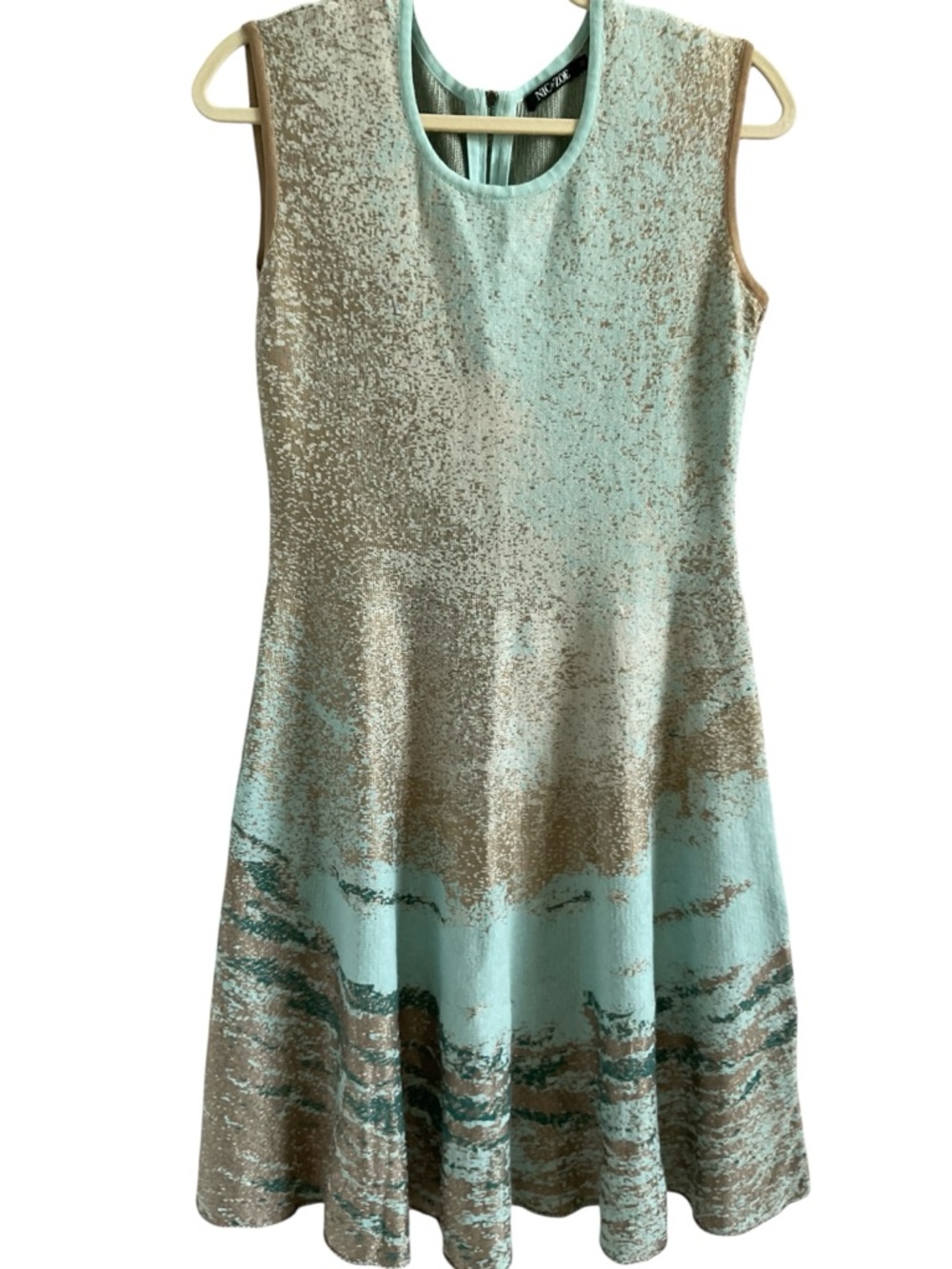 NIC+ZOE Aqua and Gold Textured Midi Dress